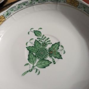 Herend Porcelain "Chinese Bouquet" Green Bowl Saucer Set of 5  (RARE FIND)